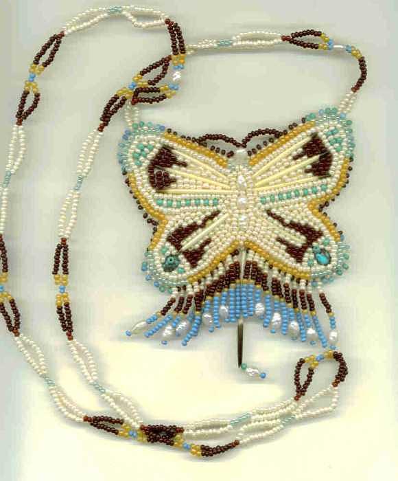 Native American Beadwork Jewelry - Butterfly necklace by Margaret Platt Native American Beadwork Jewelry - Butterfly necklace by Margaret Platt