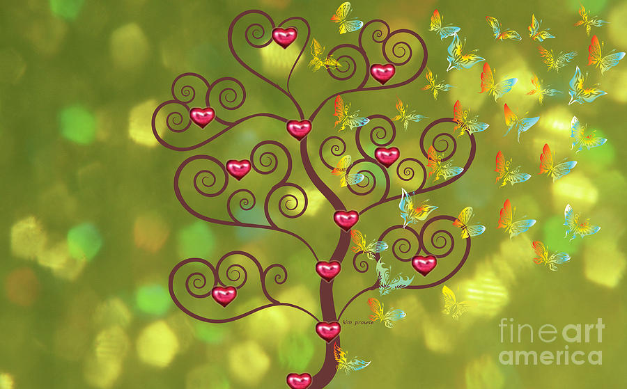 Butterfly Of Heart Tree Digital Art