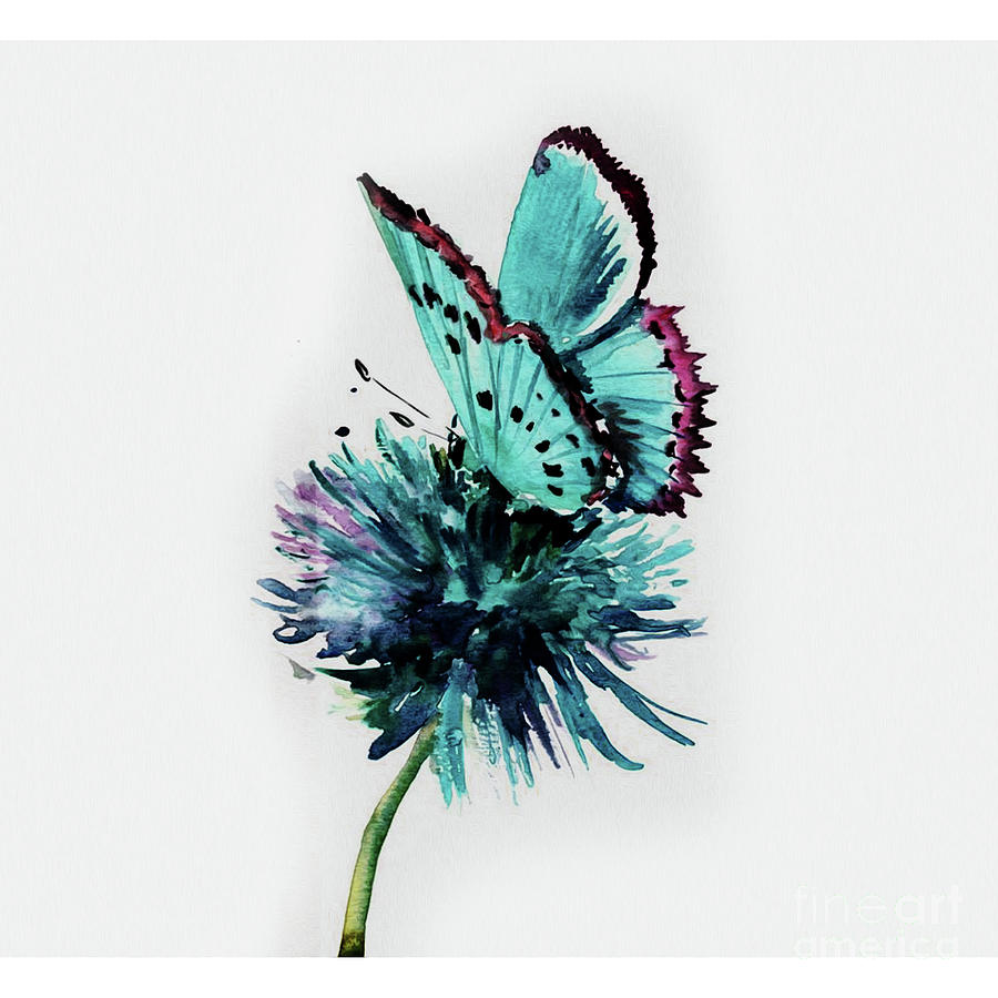 Butterfly on a flower  Painting by Gull G