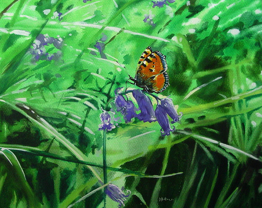 Butterfly On Flower Painting by Batna Davaasambuu Fine Art America