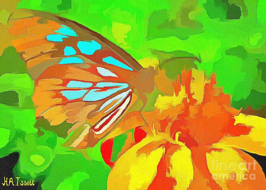 Butterfly on flower Digital Art by Humphrey Isselt
