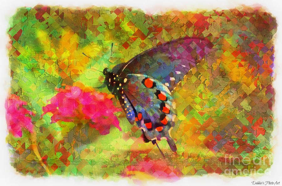 Butterfly on Lantana - Digital Paint Photograph by Debbie Portwood