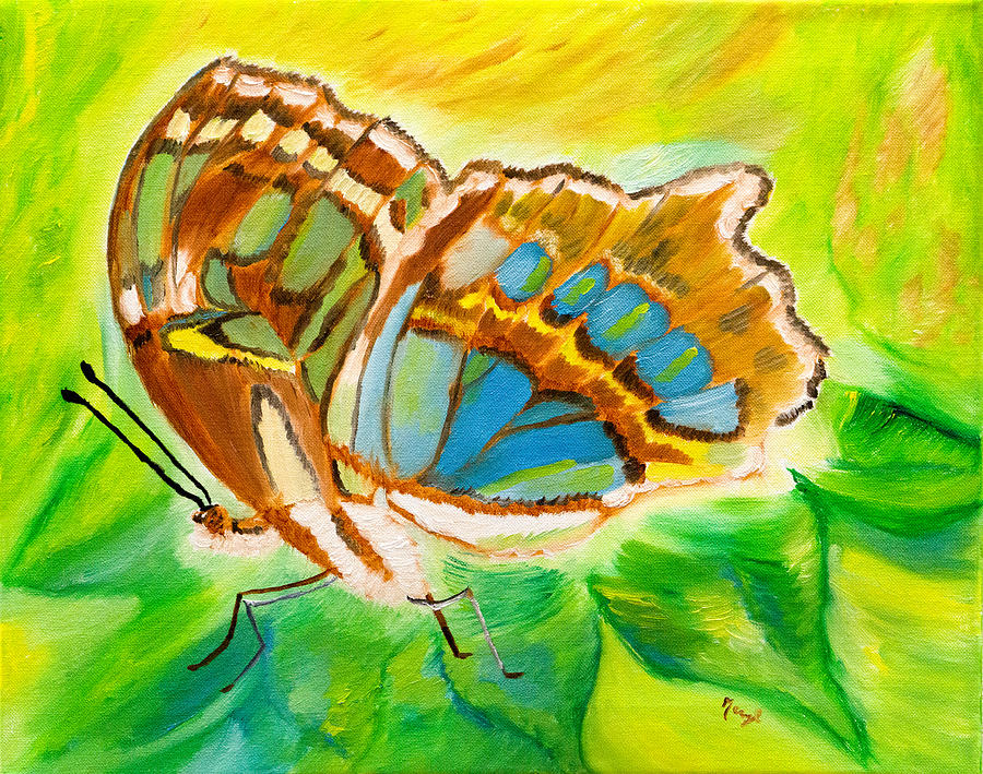 Malachite Butterfly Delight Painting by Meryl Goudey