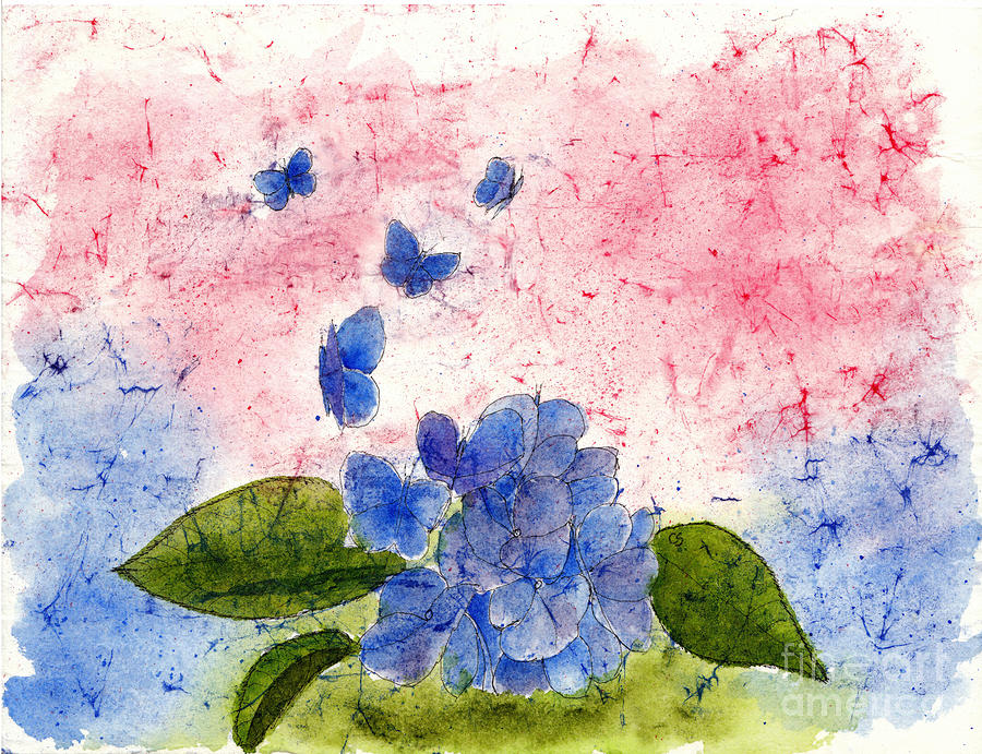 Butterflies or Hydrangea Flower, You Decide Painting by Conni Schaftenaar