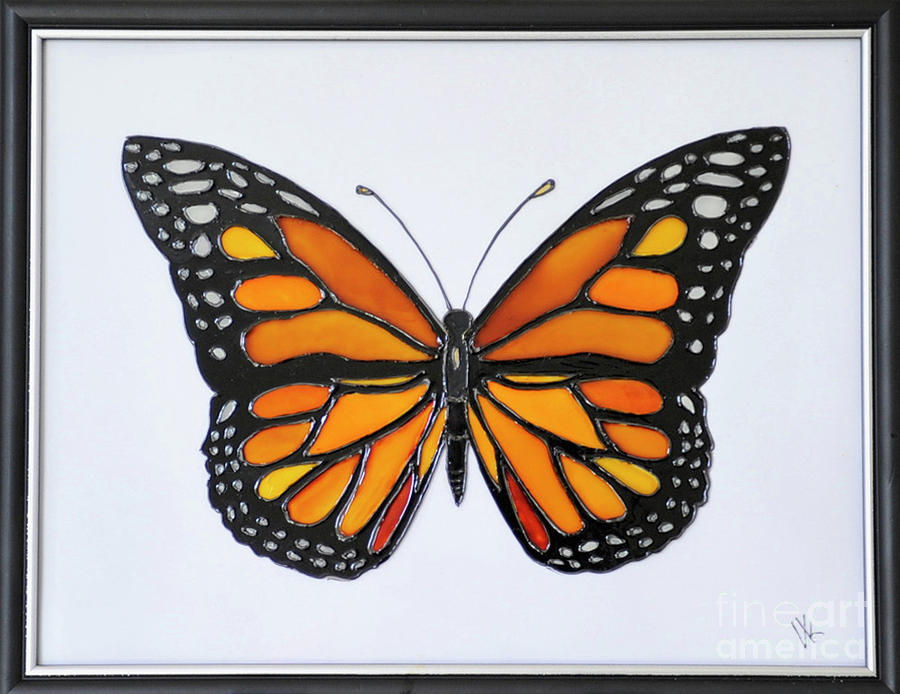 Butterfly painting on glass by Vera Kovtun