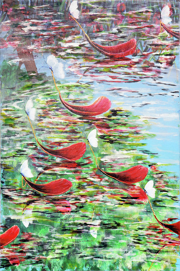 Butterfly Pond Painting by Medea Ioseliani