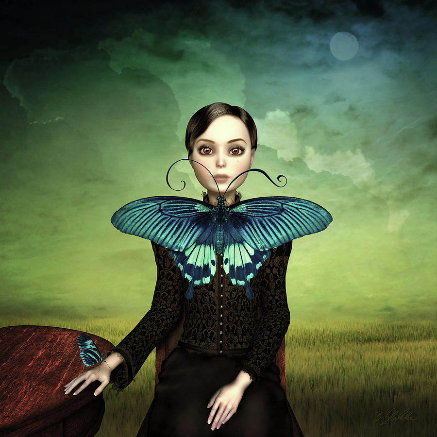 Butterfly Portrait in the meadow Mixed Media by Britta Glodde