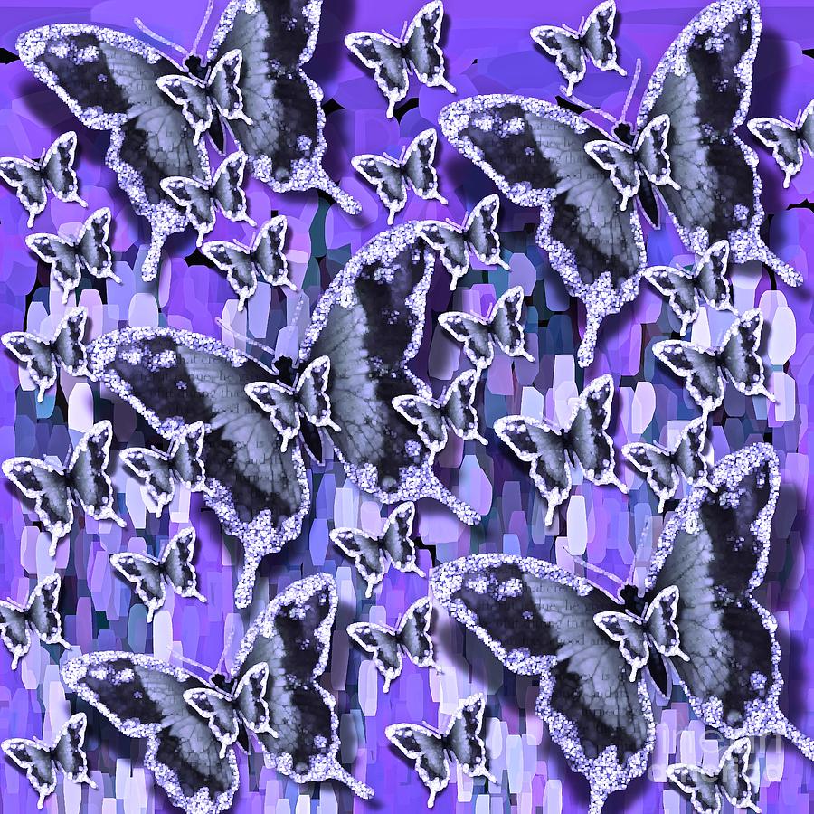 Butterfly Painting - Butterfly Purple Swarm by Saundra Myles