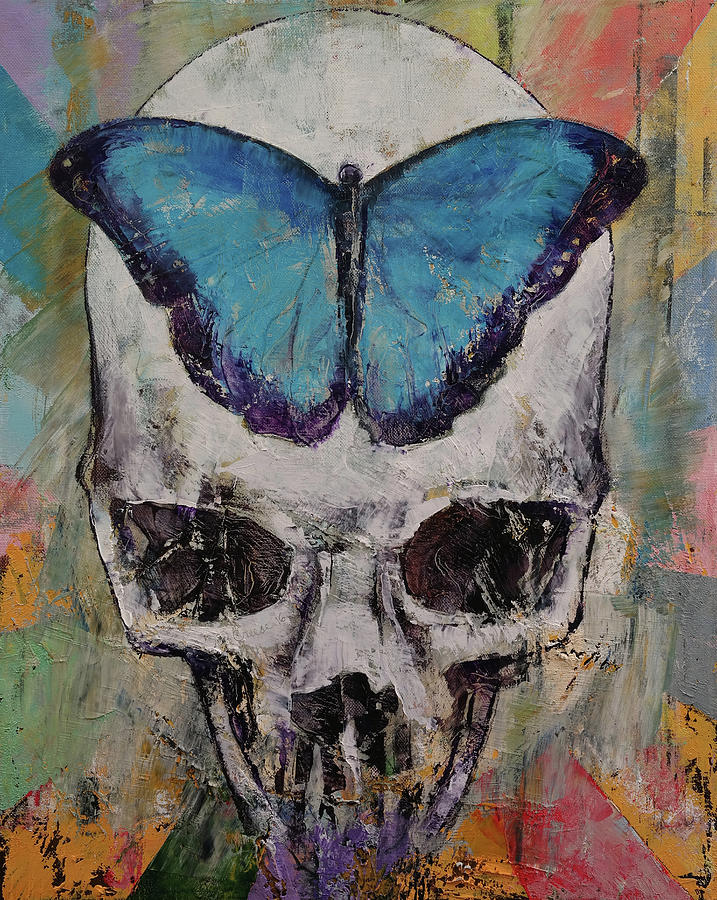 Skull Painting - Butterfly Skull by Michael Creese