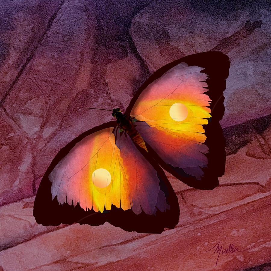 sunset butterfly painting