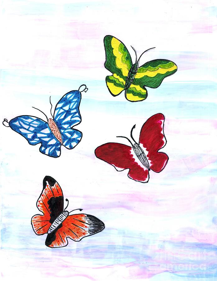 Butterfly Tag Painting by Mary Zimmerman
