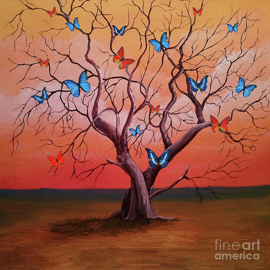 Butterfly tree Painting by Gull G