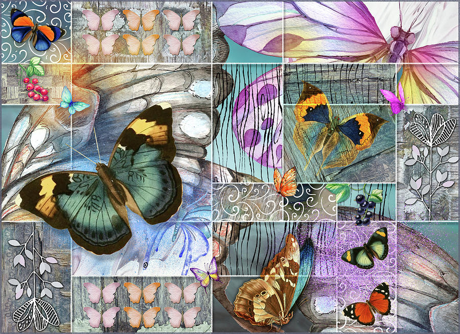 Butterfly Wings Collage Digital Art by Linda Carruth
