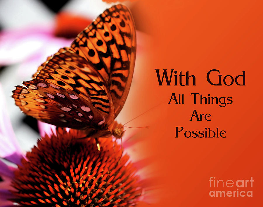 Butterfly With God Inspirational Quote Photograph by Smilin Eyes Treasures