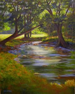 Creek Painting - Butternut Creek - Curve - Framed by Pat Aube Gray Creek Painting - Butternut Creek - Curve - Framed by Pat Aube Gray