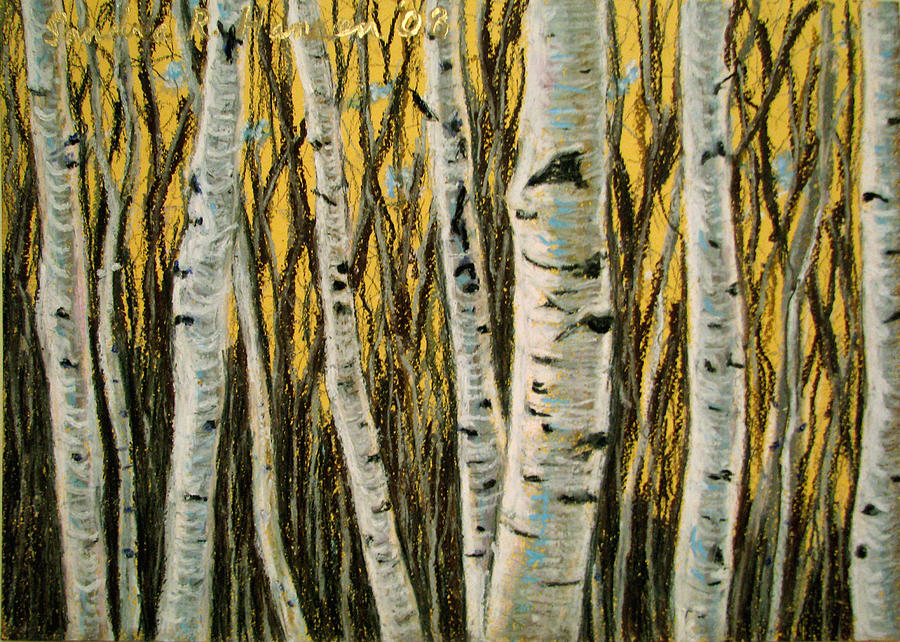 Buttery Birches Painting by Art Nomad Sandra  Hansen