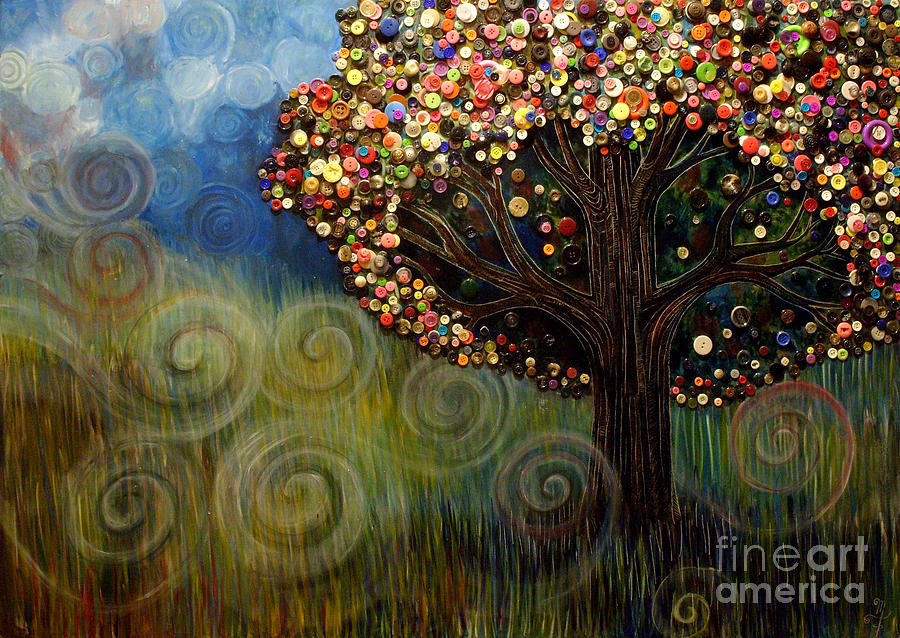 Abstract Painting - Button tree 0003 by Monica Furlow