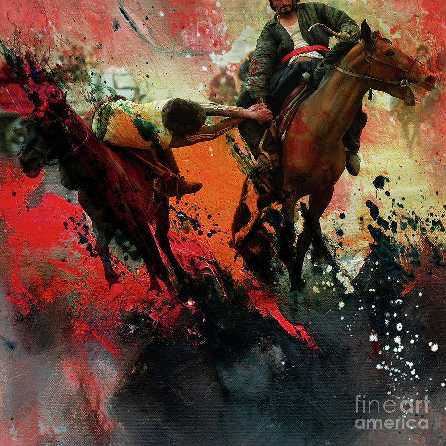 Buzkashi Fight Painting by Gull G