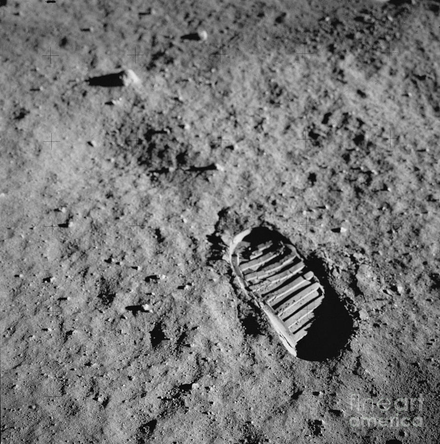 Space Photograph - Buzz Aldrins Moon Footprint by Nasa