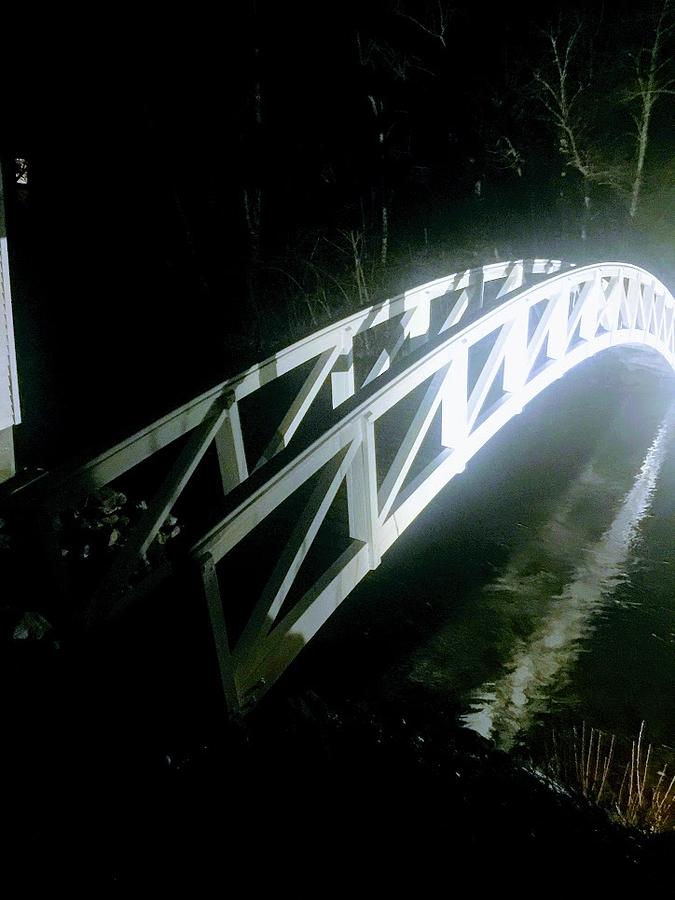 BW Bridge at Night Photograph by Lena Hatch