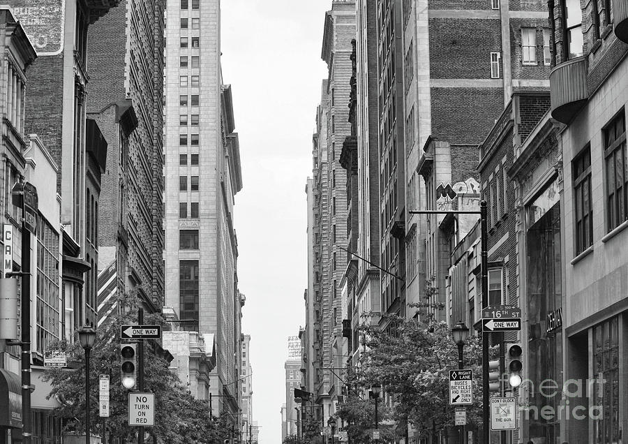 BW Downtown Philly Photograph by Chuck Kuhn