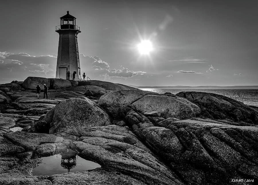 BW of Iconic Lighthouse at Peggys Cove  Photograph by Ken Morris