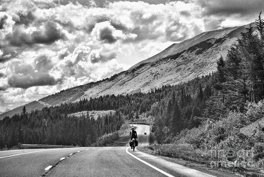 BW Road Bicycle Alaska Photograph by Chuck Kuhn