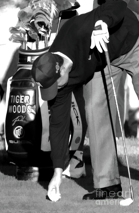 BW Tiger Woods Tee II Photograph by Chuck Kuhn