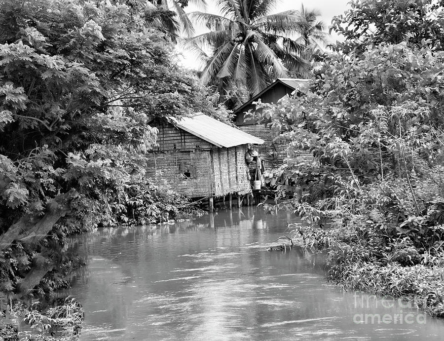 BW Tonle Sap home Photograph by Chuck Kuhn