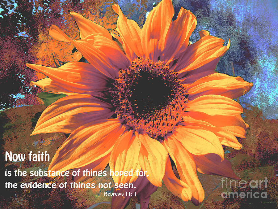 Sunflower Photograph - By Faith We Understand Hebrews 11 1 by Beverly Guilliams