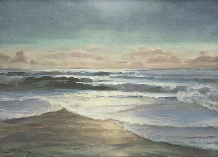 Ocean Painting - By Moonlight by Steve Henderson