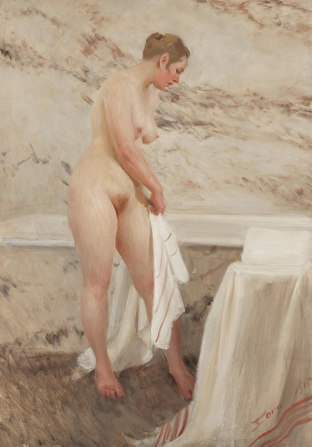 Nude Painting - By the Bath tub by Anders Zorn