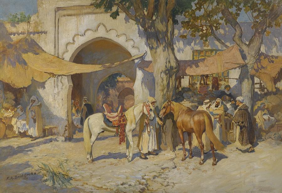 Frederick Arthur Bridgman Painting - By The City Gate by Celestial Images