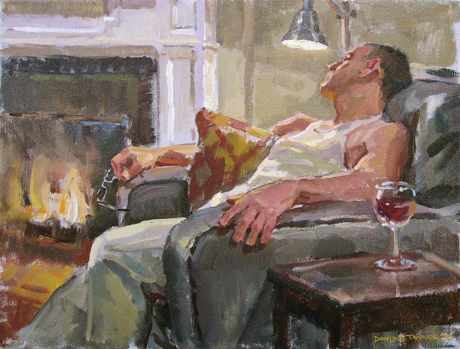 By the Fireside Painting by David Tanner