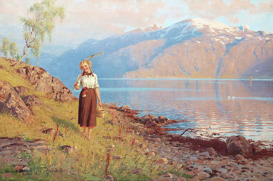 By the fjord Painting by Hans Dahl - Fine Art America