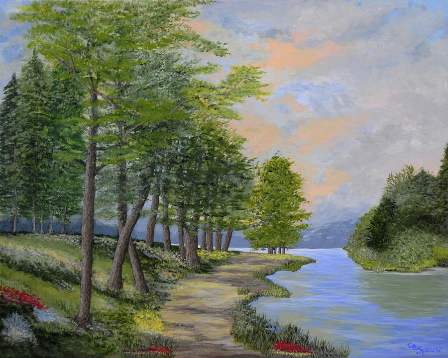 By the Lake Painting by Connie Spencer