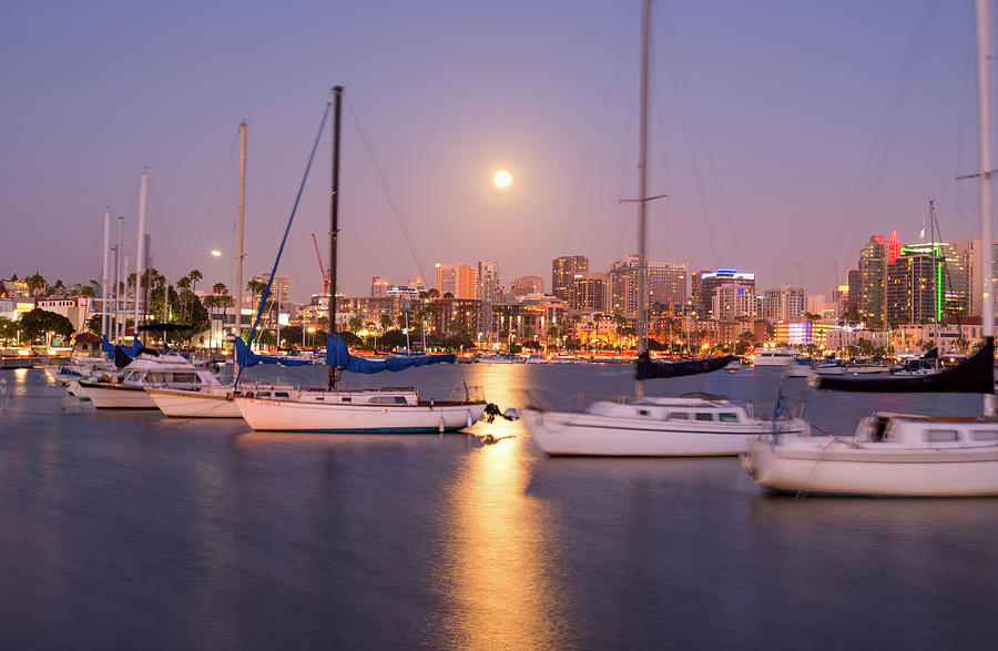 The Light Of The Moon San Diego Harbor Photograph by Joseph S Giacalone