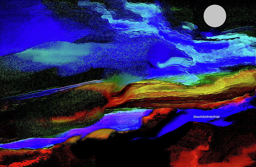 Abstract Colorful Digital Art - By The Light of The Silvery Moon by Sherris - Of Palm Springs Abstract Colorful Digital Art - By The Light of The Silvery Moon by Sherris - Of Palm Springs