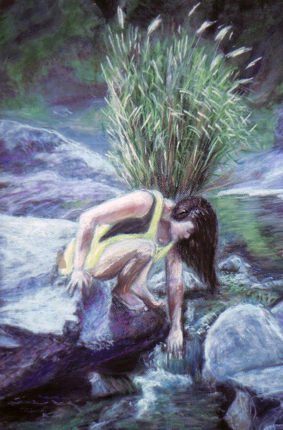 By the river Pastel by Gladiola Sotomayor