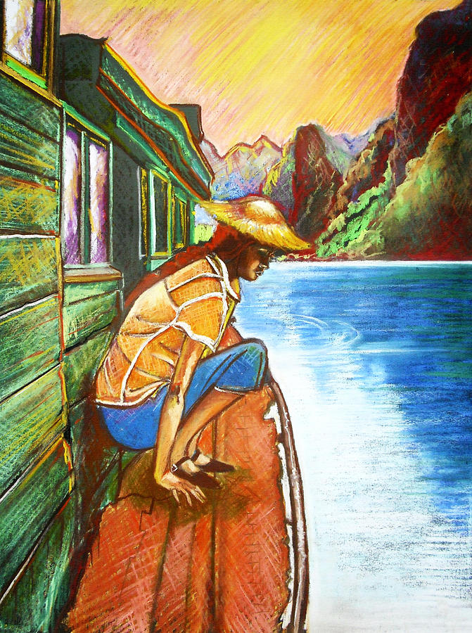 By the River Drawing by Yxia Olivares
