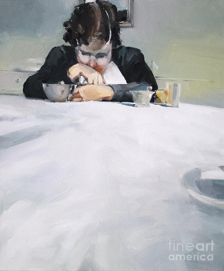 Portrait Painting - By the Table by Tony Belobrajdic