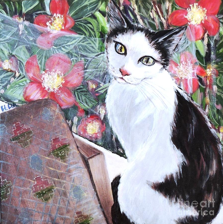 BY THE WINDOW- Cadbury the cat Painting by Hsin Lin - Fine Art America