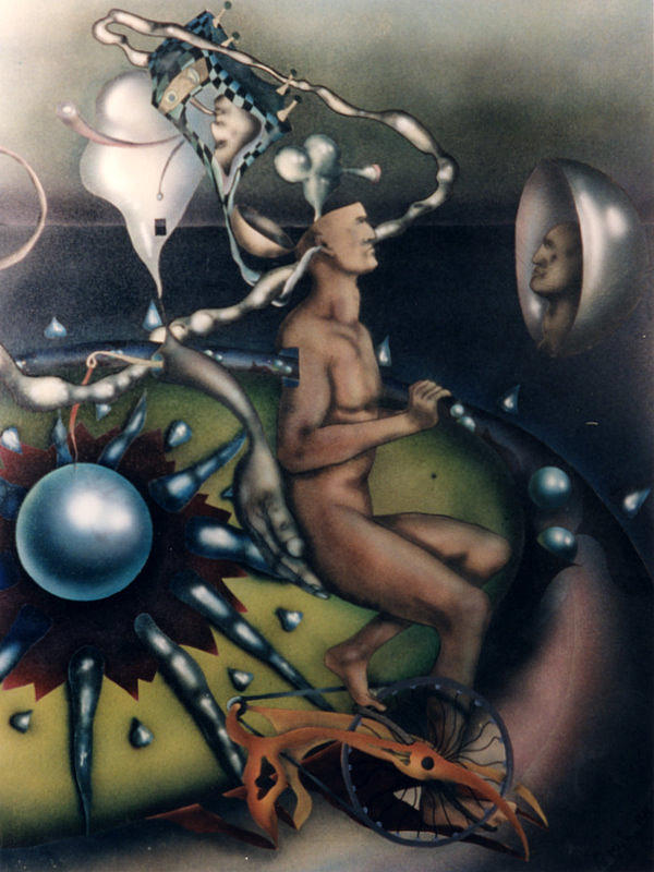 Psychedelic Paintings Painting - Bycicle Man by Henry Orszula Psychedelic Paintings Painting - Bycicle Man by Henry Orszula