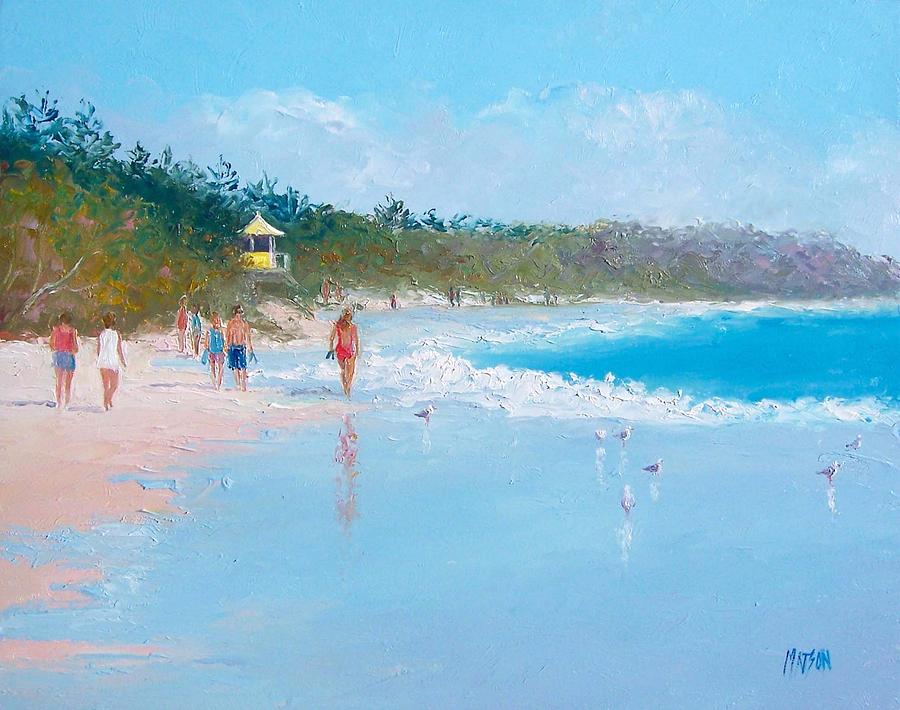 Byron Bay Beach Walkers Painting by Jan Matson