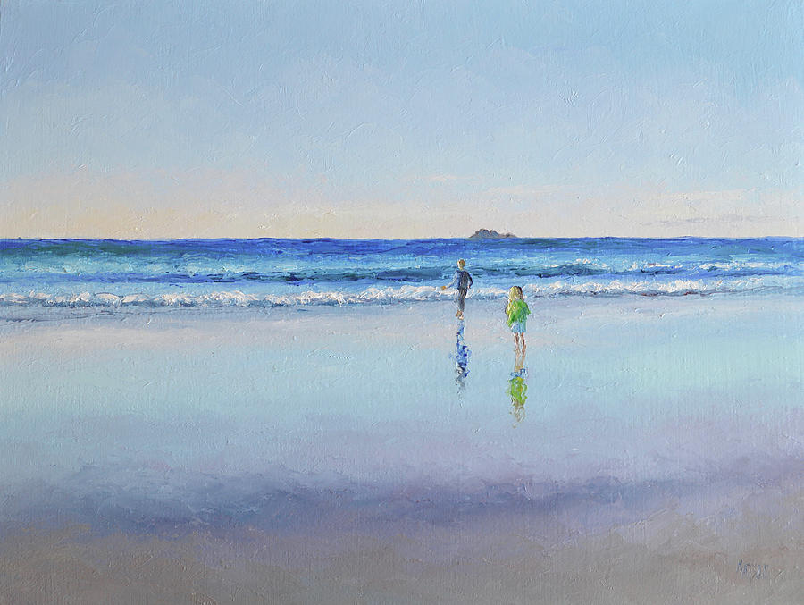 Beach Painting - Byron Bay dusk by Jan Matson