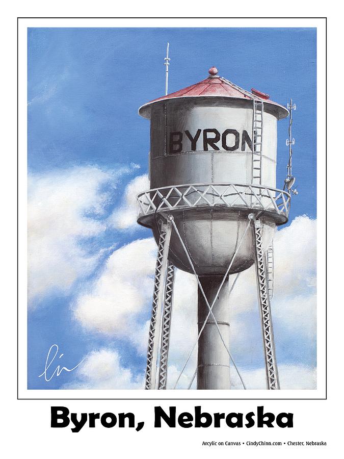 Bryon Painting - Byron Water Tower Poster by Cindy D Chinn