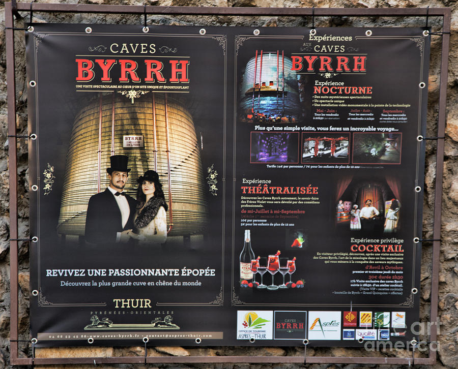 Byrrh Caves Thuir France Announcement  Photograph by Chuck Kuhn