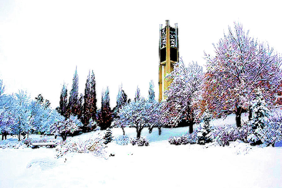 BYU Bell Tower Mixed Media by DJ Fessenden