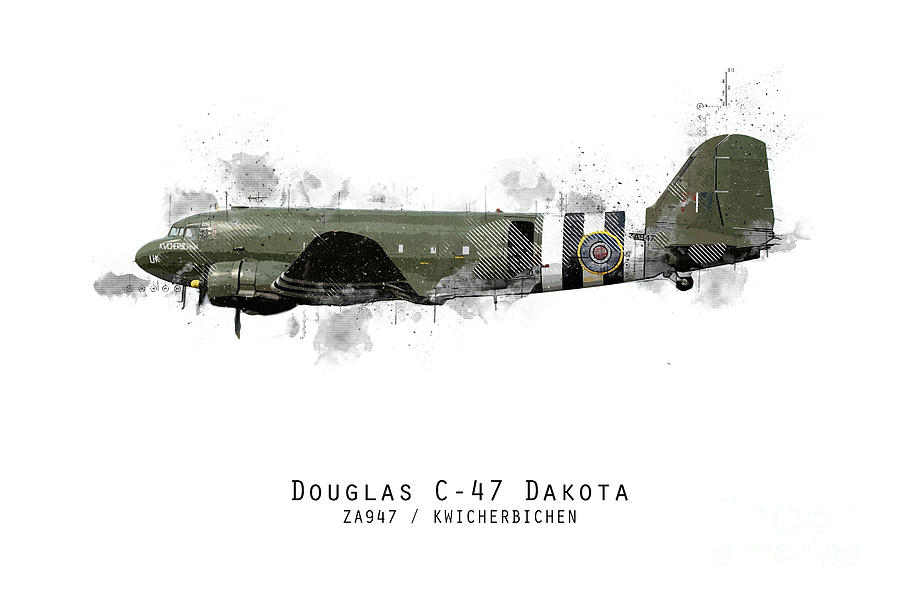 C-47 Dakota Sketch - Kwicherbichen Digital Art by Airpower Art