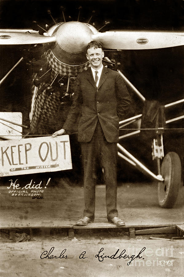Charles A. Lindbergh Photograph - Charles A. Lindbergh And Spirit Of St. Louis 1927 by Monterey County Historical Society